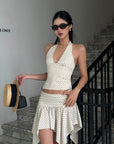 ROVENTE Polka Dot Halter Top & Skirt Set - PINKPARKS