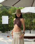 ROVENTE Embellished High Waist Maxi Skirt - PINKPARKS