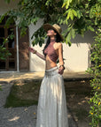 ROVENTE Embellished High Waist Maxi Skirt - PINKPARKS