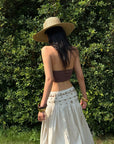 ROVENTE Cross-Drape Halter Top with High Neck Twist Detail - PINKPARKS