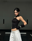 ROVENTE Black Halterneck Top with Metal Clasp - PINKPARKS