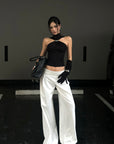ROVENTE Black Halterneck Top with Metal Clasp - PINKPARKS
