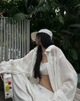 WARDEN EDGE Relaxed-Fit Sheer White Shirt with Patch Pocket - PINKPARKS