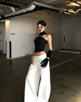 ROVENTE Black Halterneck Top with Metal Clasp - PINKPARKS