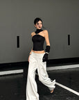 ROVENTE Black Halterneck Top with Metal Clasp - PINKPARKS