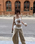 DreamyNerd Statement Ruffle-Waist Wide-Leg Layered Pants - PINKPARKS