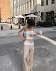 DreamyNerd Statement Ruffle-Waist Wide-Leg Layered Pants - PINKPARKS