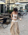 DreamyNerd Statement Ruffle-Waist Wide-Leg Layered Pants - PINKPARKS
