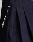 DOINDULGE Wide-Leg Pants with Contrast Waistband and Bead Detail