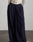 DOINDULGE Wide-Leg Pants with Contrast Waistband and Bead Detail