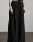 DOINDULGE Structured Wide-Leg Pants with Textured Detail and Sculpted Waistband