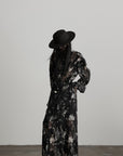 DOINDULGE Sheer Texture Shirt & Long Skirt Set with Abstract Shadow Print