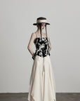 DOINDULGE Deconstructed Draped Jacquard Midi Skirt with Tulle Layering