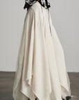 DOINDULGE Deconstructed Draped Jacquard Midi Skirt with Tulle Layering