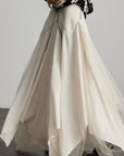 DOINDULGE Deconstructed Draped Jacquard Midi Skirt with Tulle Layering