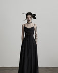 DOINDULGE Draped Maxi Dress with Corset Waist and Rosette Detail