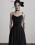 DOINDULGE Draped Maxi Dress with Corset Waist and Rosette Detail