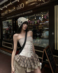 WARDEN EDGE Corset Mini Dress with Plaid Layers - PINKPARKS