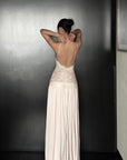 ROVENTE Embroidered Lace Halter Dress With Gathered Hem - PINKPARKS