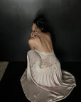 ROVENTE Embroidered Lace Halter Dress With Gathered Hem - PINKPARKS