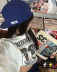 WARDEN EDGE Cropped Dog Graphic Tee with Vintage Street Edge - PINKPARKS
