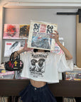 WARDEN EDGE Cropped Dog Graphic Tee with Vintage Street Edge - PINKPARKS