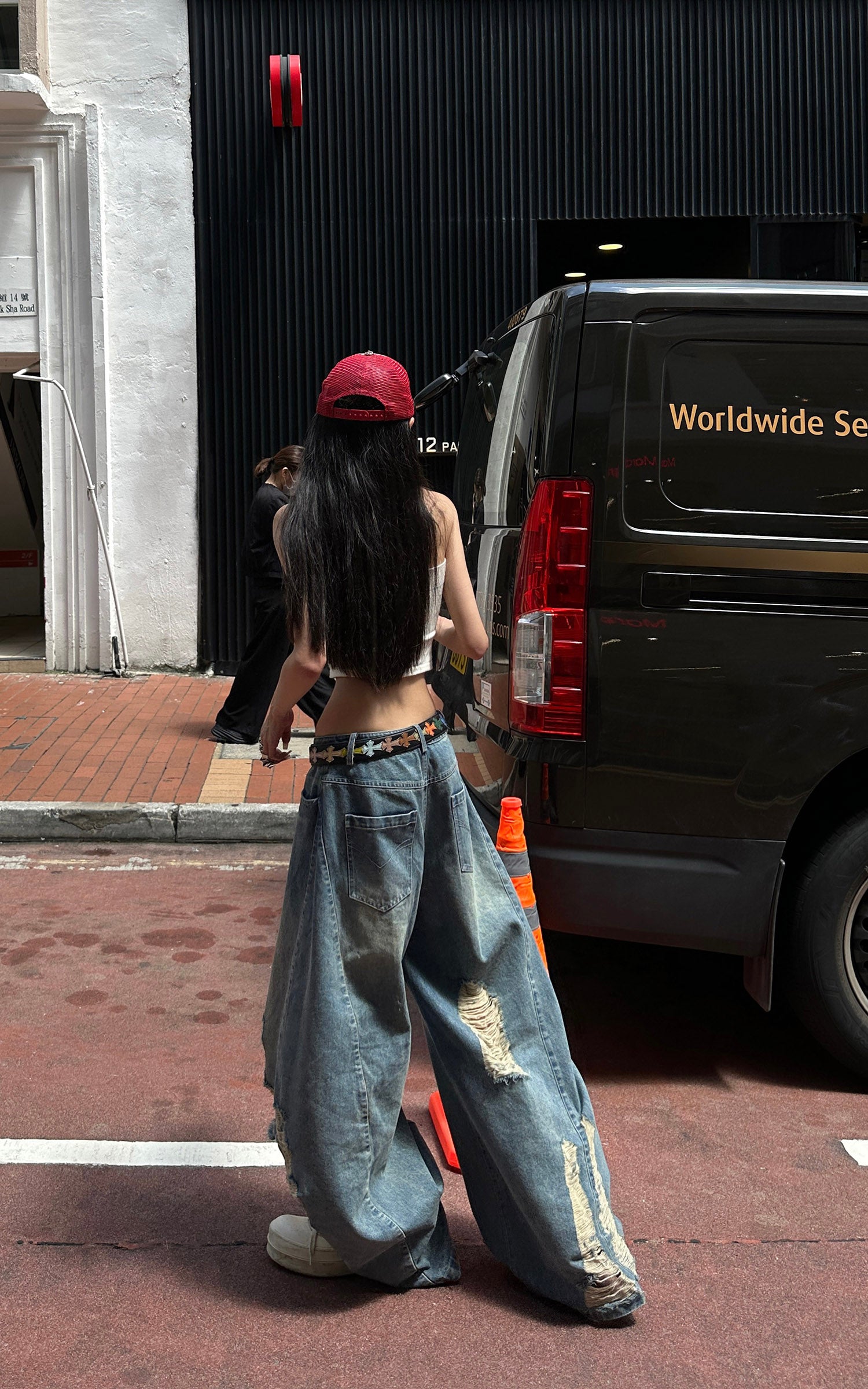 パンツ WARDEN EDGE Distressed Denim WARDEN EDGE Distressed Wide-Leg Denim Pants – PINKPARKS