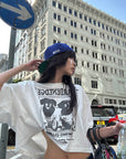 WARDEN EDGE Cropped Dog Graphic Tee with Vintage Street Edge - PINKPARKS