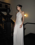 ROVENTE Embroidered Lace Halter Dress With Gathered Hem - PINKPARKS