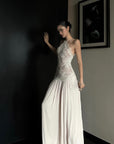ROVENTE Embroidered Lace Halter Dress With Gathered Hem - PINKPARKS