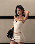 ROVENTE Ruched Sweetheart Camisole with Lace Trim & Contrast Straps - PINKPARKS