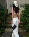 ROVENTE Tailored Wide-Leg Trousers in Textured Linen with Back Flap Pockets - PINKPARKS
