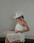 ROVENTE Asymmetrical Layered Ruffle Cami Top with Halter Straps - PINKPARKS