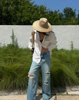 ROVENTE Distressed Wide-Leg Jeans - PINKPARKS