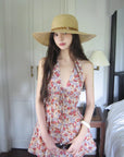 DreamyNerd Floral Halter Backless Mini Dress - PINKPARKS