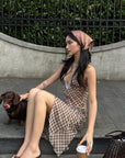 ROVENTE Plaid Sheer Cami Top and Flowy Midi Skirt Matching Set - PINKPARKS
