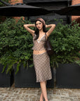 ROVENTE Plaid Sheer Cami Top and Flowy Midi Skirt Matching Set - PINKPARKS
