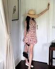 DreamyNerd Floral Halter Backless Mini Dress - PINKPARKS