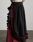 DOINDULGE Flared Skirt with Layered Frill Draping and Contrast Underskirt