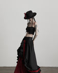 DOINDULGE Flared Skirt with Layered Frill Draping and Contrast Underskirt