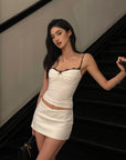 ROVENTE Ruched Sweetheart Camisole with Lace Trim & Contrast Straps - PINKPARKS