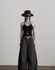DOINDULGE Structural Wide Leg Trousers with Hidden Contrast Detail