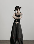 DOINDULGE Structural Wide Leg Trousers with Hidden Contrast Detail