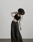 DOINDULGE Structural Wide Leg Trousers with Hidden Contrast Detail