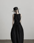 DOINDULGE Sleeveless Draped Maxi Dress with Hand-Tied Bead Embellishment and Sculpted Waist