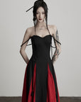 DOINDULGE Braided Strap Crushed Panel Maxi Dress with Lace-Up Back