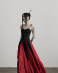 DOINDULGE Braided Strap Crushed Panel Maxi Dress with Lace-Up Back