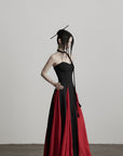 DOINDULGE Braided Strap Crushed Panel Maxi Dress with Lace-Up Back