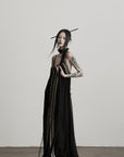 DOINDULGE Black Embroidered Beaded Maxi Dress