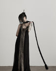DOINDULGE Black Embroidered Beaded Maxi Dress